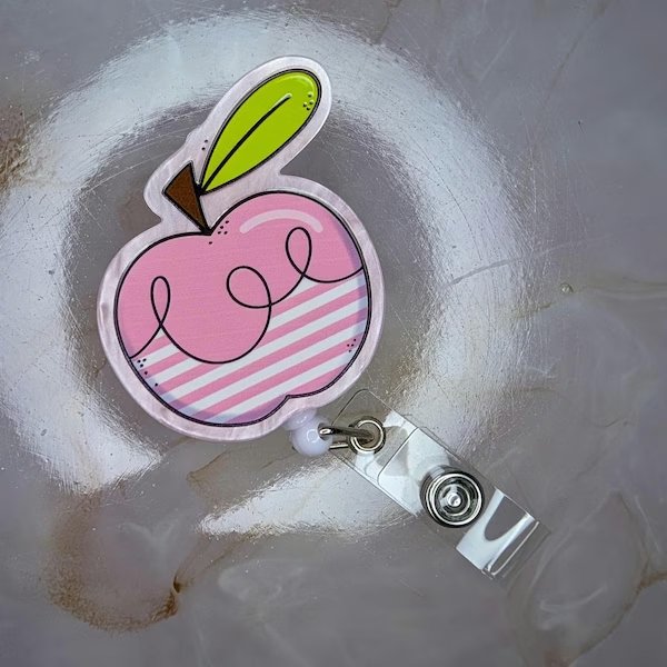 Beaded Apple Badge Reel