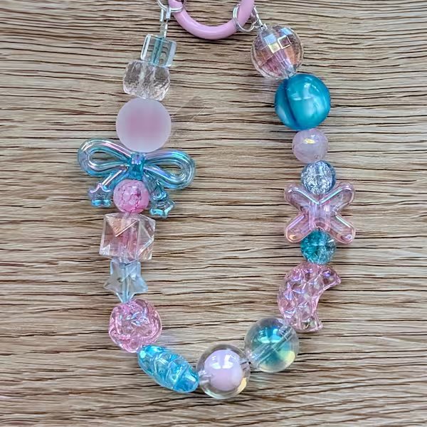 Pink Blue Butterfly Stars Keychain