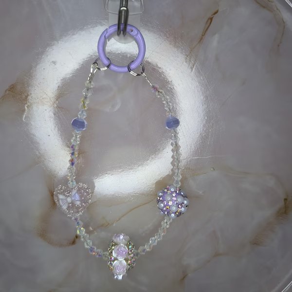 Purple Sparkle Blue Beaded Keychain