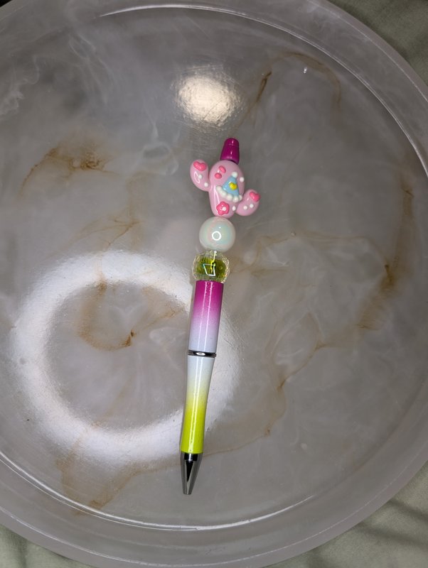 Beaded Pen Pink Cactus