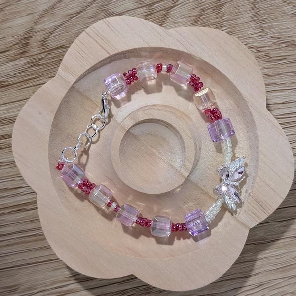 Pink Gold Beaded Keychain