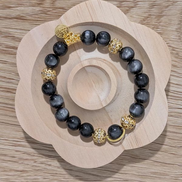 Black Gold Beaded Bracelet