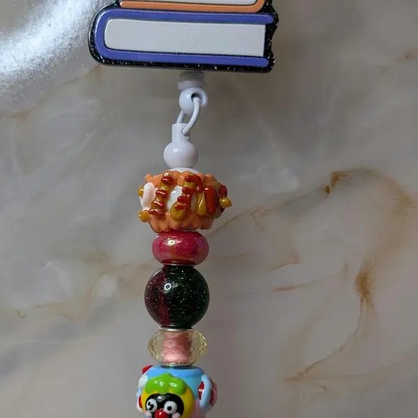 Book Worm Beaded Badge Reel