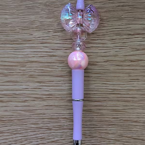 Purple Bow Beaded Pen