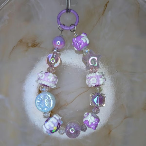 Rhinestone Silver Purple Beaded Pen