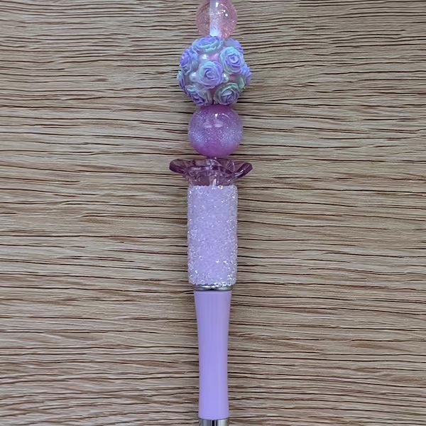 Purple Flower Beaded Pen